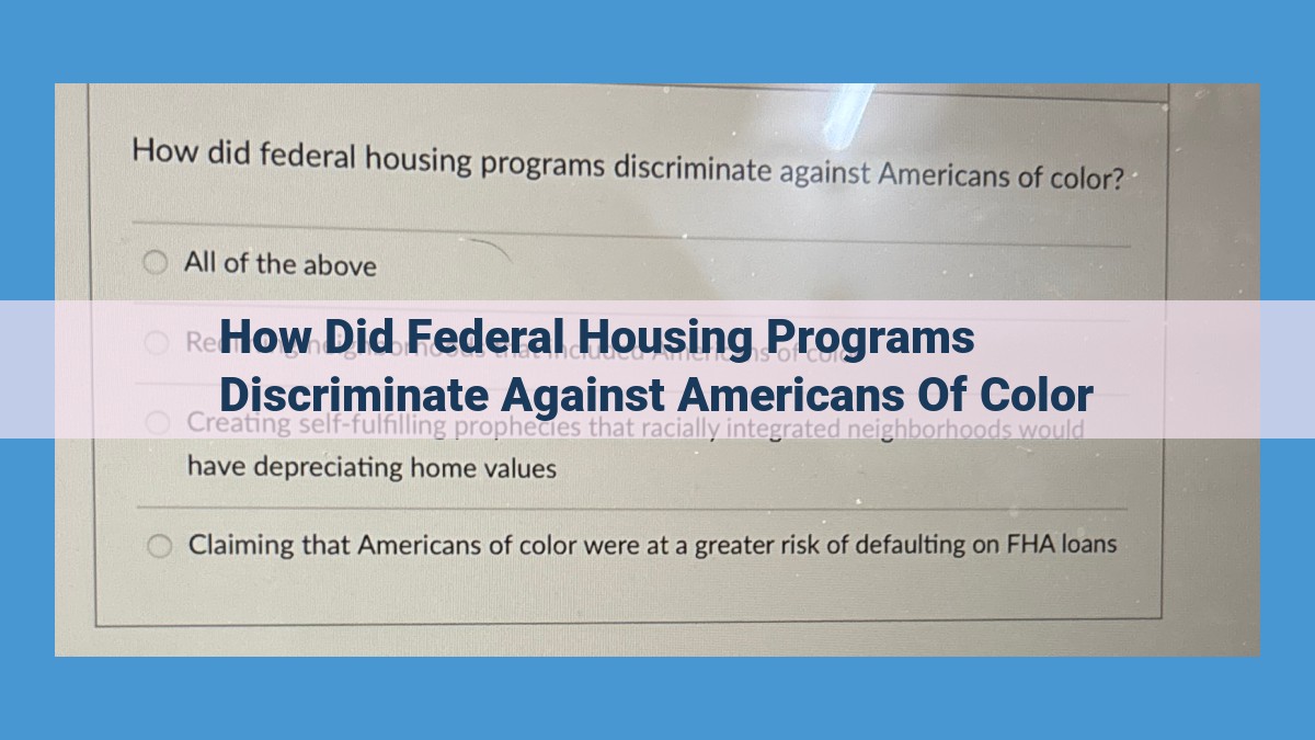 The Impact of Federal Housing Discrimination on Homeownership and Racial Wealth Disparities