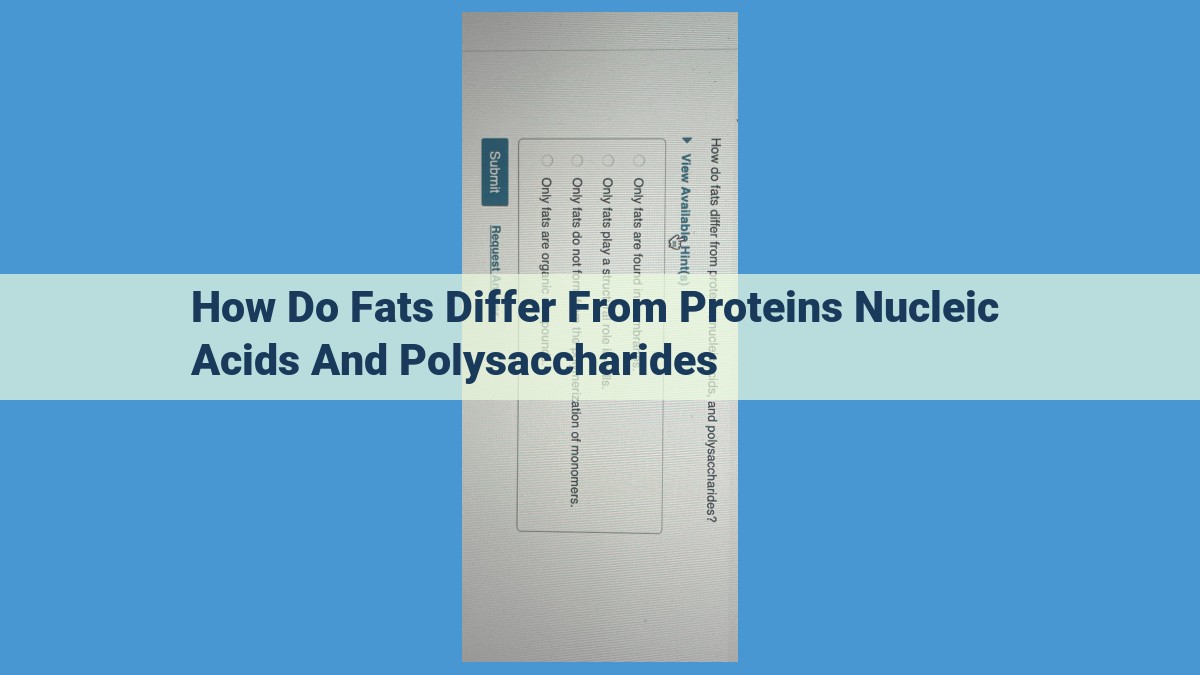 Key Differences Between Fats, Proteins, Nucleic Acids, and Polysaccharides