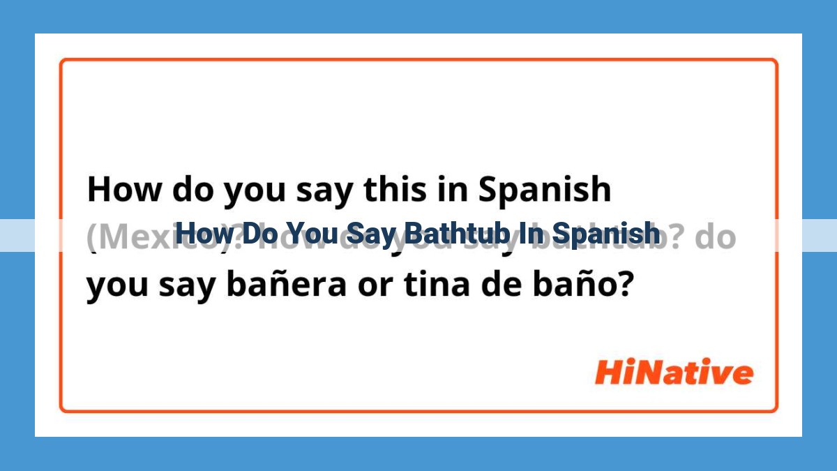 Spanish Vocabulary for Bathtubs: "Bañera" and "Tina"