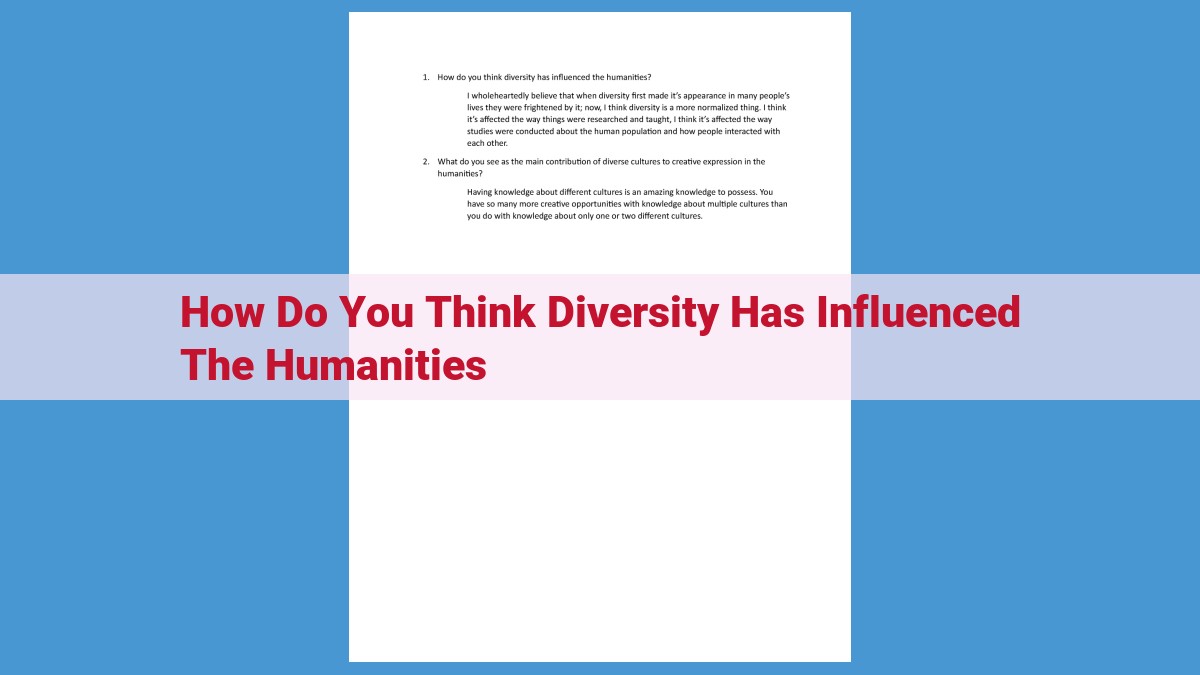 The Impact of Diversity in the Humanities: Reshaping Perspectives and Empowering Voices