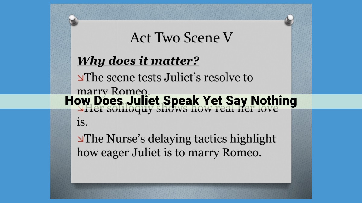 Understanding Juliet's Powerful Silence in Shakespeare's Play: A Guide to Inner Conflict and Character Development