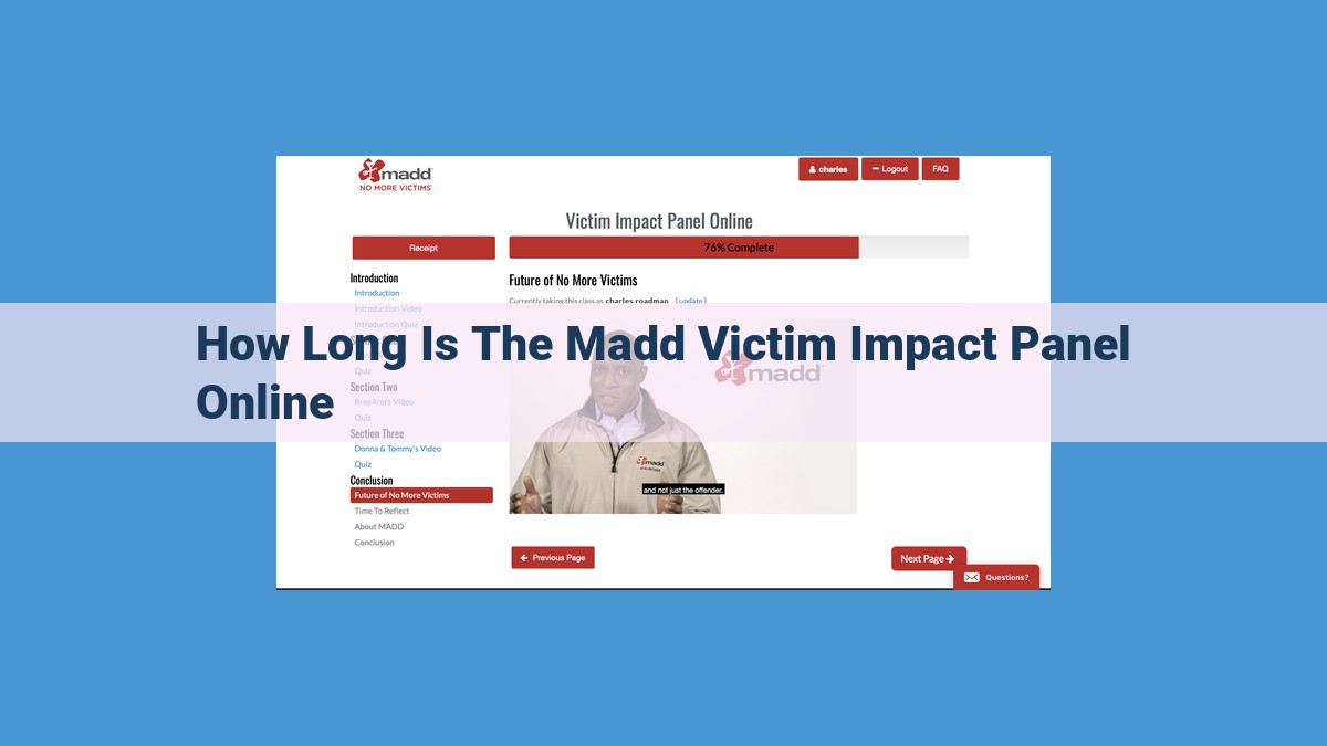 Online Victim Impact Panels by Mothers Against Drunk Driving (MADD): Duration and Impact