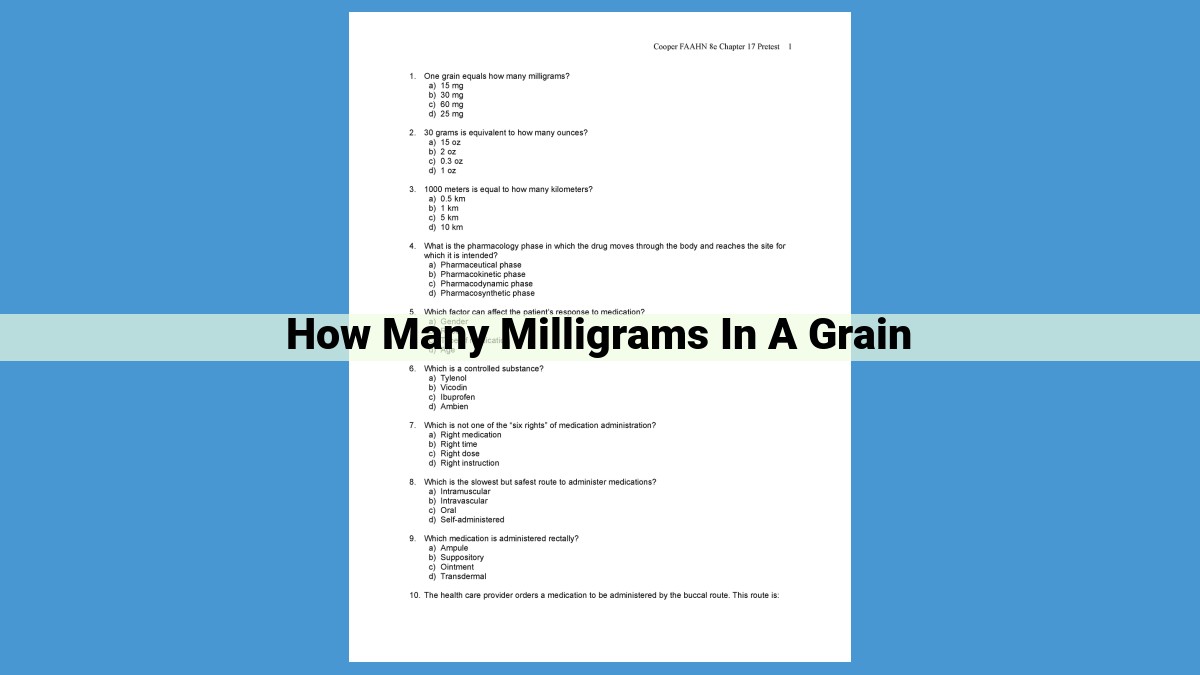 Conversions Between Grains (gr) and Milligrams (mg): A Comprehensive Guide for Medicine and Recipe Adjustment