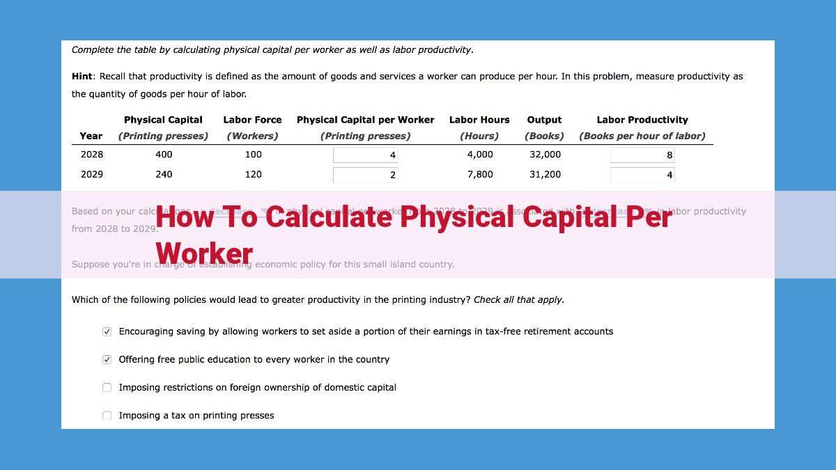 Physical Capital Per Worker: Measure Productivity and Economic Growth