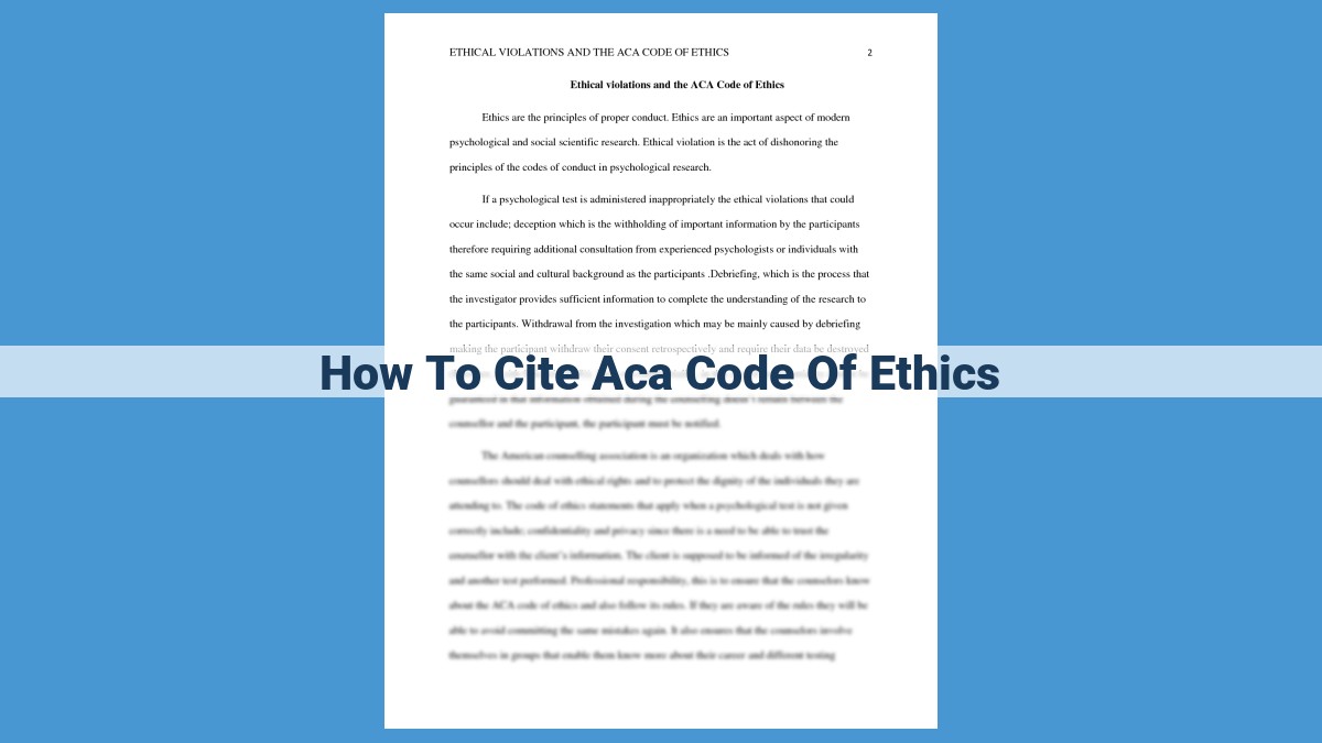 Mastering ACA Code of Ethics Citations: A Comprehensive Guide for Effective Referencing