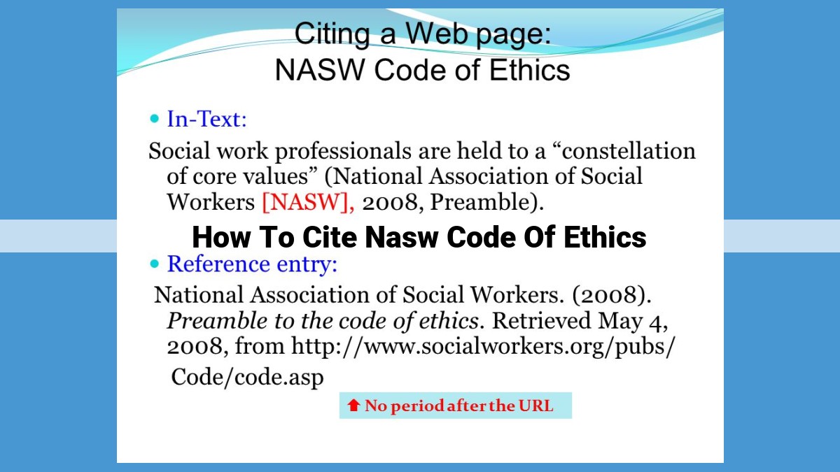 How to Cite the NASW Code of Ethics: A Comprehensive Guide