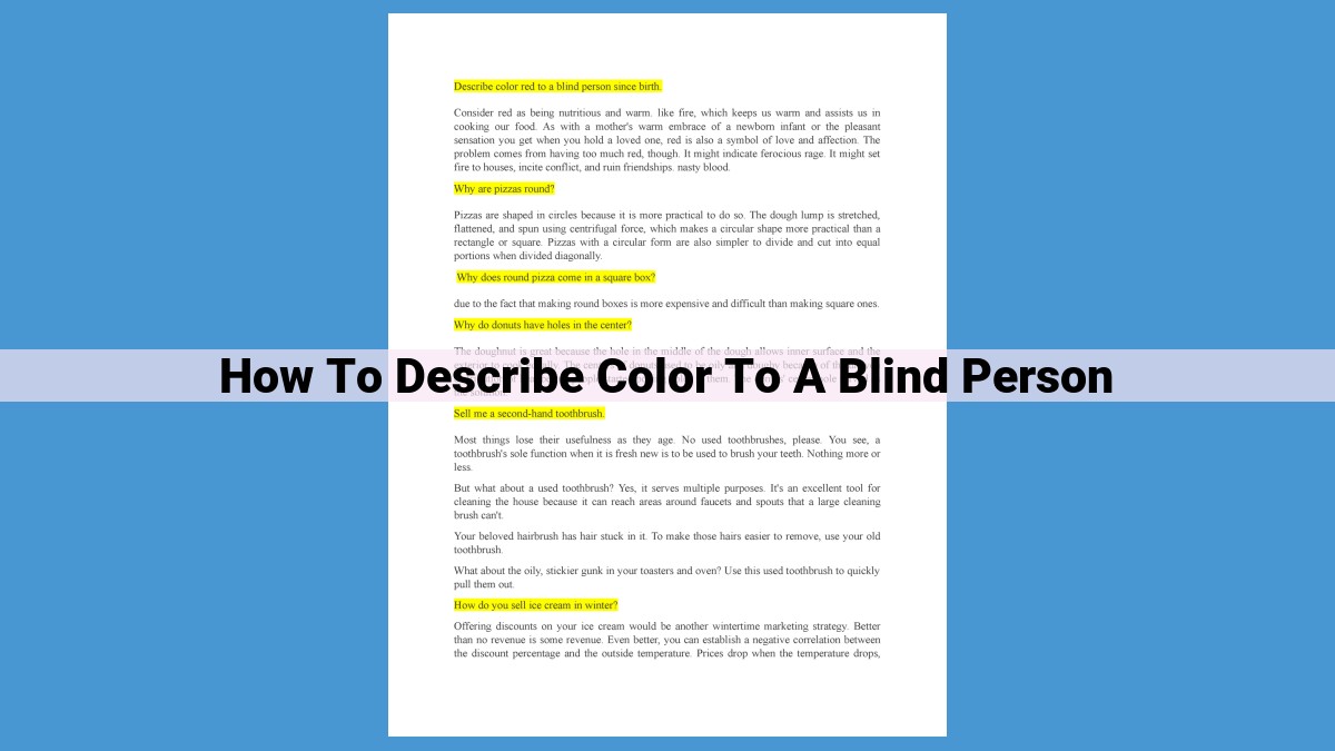 Engage Senses and Foster Inclusivity: How to Describe Colors to the Blind