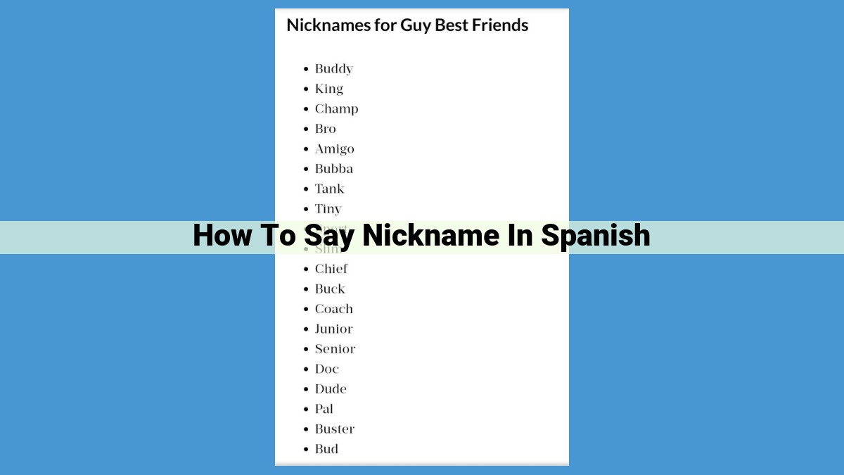 How to Translate "Nickname" to Spanish for Enhanced Communication