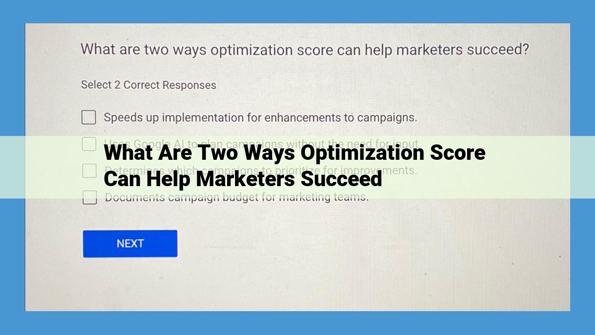 Maximize Campaign Performance and User Engagement with Optimization Score