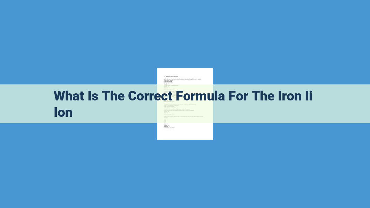 Understanding Oxidation States: The Significance of Fe2+ in Iron